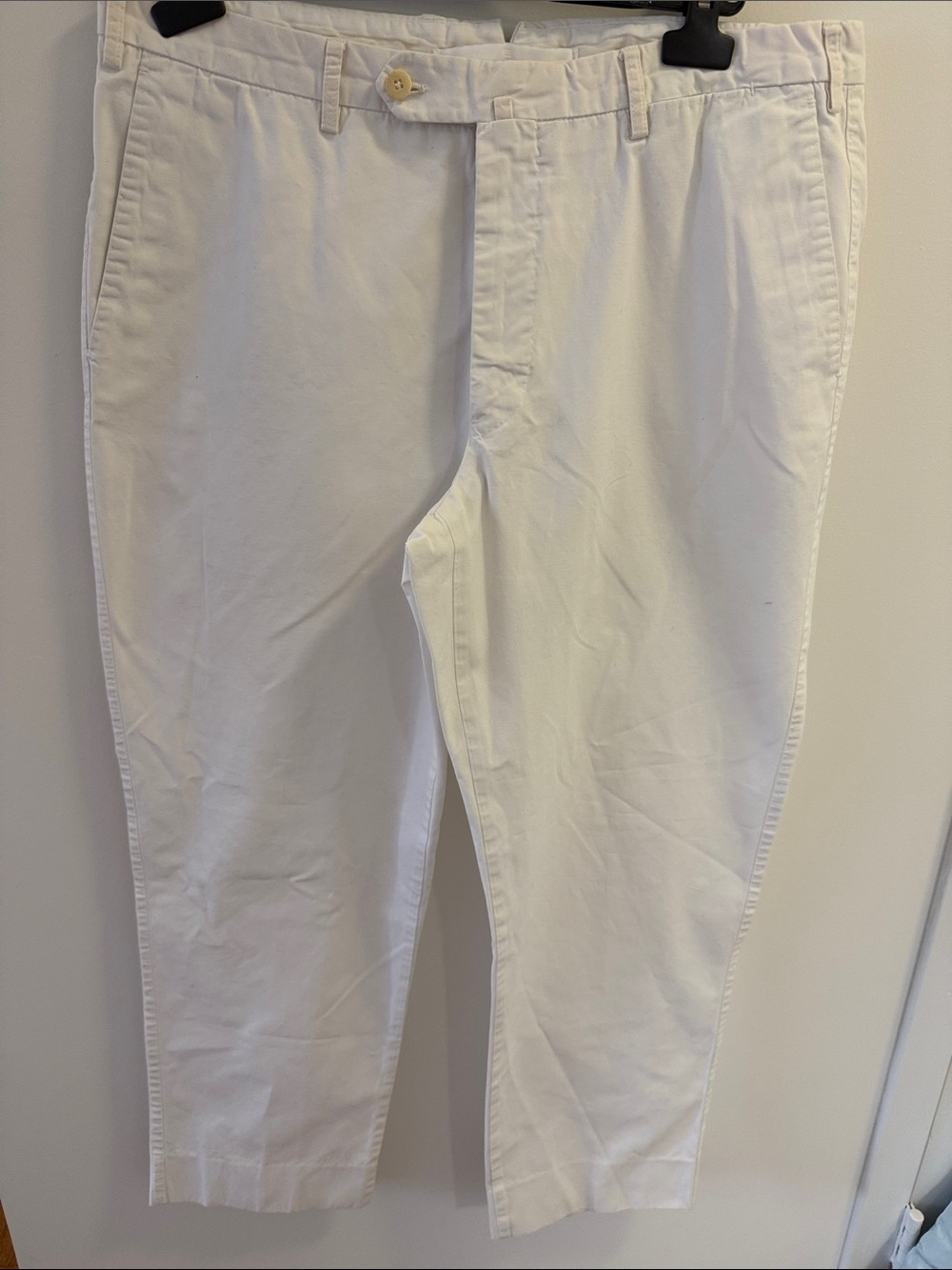Luigi Borrelli Napoli Mens White Cotton Flat Front Straight Leg Pants. IT 54.